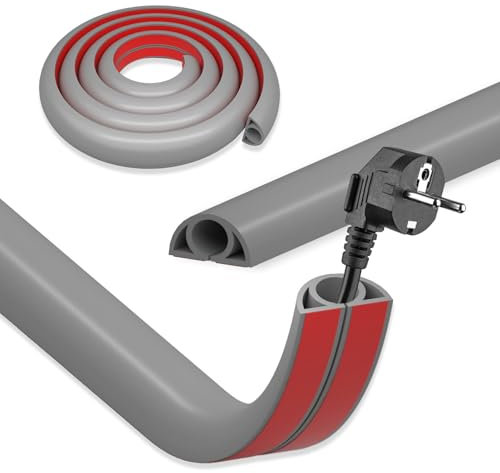 DIKARIYA Kabelkanal Grau Selbstklebend, 2CMx3M Flexible Klein Kabelkanal Boden Outdoor Kabelbrücke Flexible Kabelabdeckung Kabelschacht Leicht zu Schneiden Montage für Netzkabel Haus, Büro, Schule