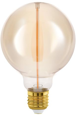 EGLO E27 LED Lampe dimmbar in Stufen, Globe Glühbirne Ø 9,5 cm | Dimmen mit Lichtschalter, Vintage Leuchtmittel amber, 2 Watt, 100 Lumen, warmweiß, 1800 K, Edison Birne G95