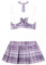 KFLY Women's Sexy Lingerie Set Naughty Cosplay Uniform Costume Quarter Cups Mini Tartan Fancy Dress Hollow Out Push Up Bra and Panty Set Babydoll Teddy Nightwear Sleepwear (purple, One Size)