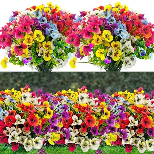 PANYI 6 Racimos Flores Plastico Artificiales Exterior Ramo de Flores Artificialesse Pueden Usar para Decoración de Jardines Exteriores Balcones etc