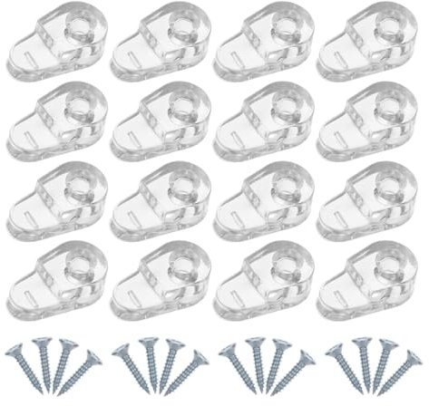 SHINEOFI 40pcs Glass Retainer Clips and Screws for Cabinet Doors Mirror Wall Mount Glass Fixing Clip Kit Plastic Clamp for Wardrobe and Display Panels