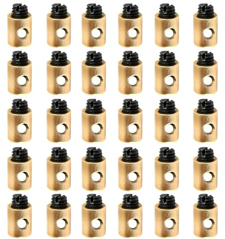 30 Stück Bowdenzug Nippel Ø5x6mm Messing Gaskabel Schraubnippel Bremskabel Nippel Schrauben Ersatz Metall Set Motorrad Lötfrei Gaszug Nippel Zubehör für Gaszug Motorrad Moped Mofa Fahrrad Auto