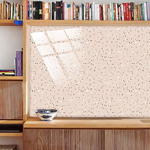 Klebefliesen Rosa Braun Terrazzo Klebefolie Fliesen Vinyl für Küche Esszimmer Schrank Kamin Deko Küchenrückwand Fliesenaufkleber Bad Wasserfest Selbstklebende Fliesen 20x20cm /10 Stück