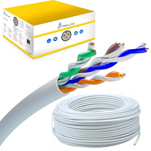 EXTRALINK Cavo Ethernet Interno 25m Cat5e U/UTP LAN AWG24 – 100% Rame Puro, Compatibile PoE, Fino a 1 Gbps, Guaina in PVC Flessibile, Facile da Installare per Reti Domestiche e Professionali