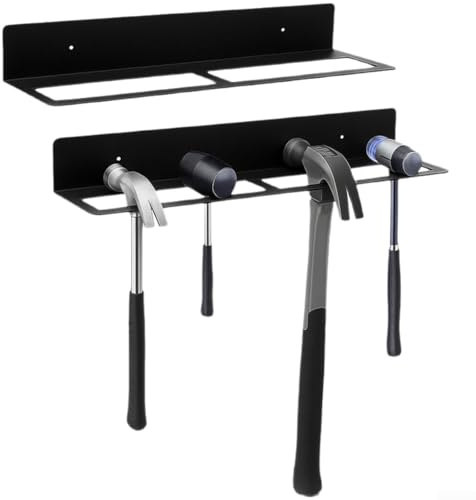 Jotekonoby Metal Wall Mount Hammer Holder Rack For Screwdrivers And Hand Tools, Garage Workshop Organization Storage(2 Pieces)