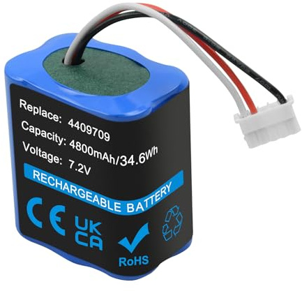 Awekamer 7,2V 4800mAh NI-MH Ersatzakku für iRobot Braava 380, Braava 380T, Braava 390, Braava 390T, Mint Plus 5200, Plus 5200C, 4409709, GPRHC202N026