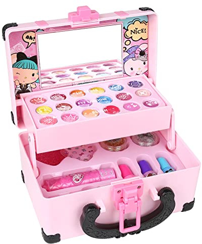 Taidda Make-up-Set für Mädchen, Kinderkosmetik-Spielset mit 6 Lipgloss, 6 Lidschatten, Wangencreme und 3 Nagellack, Ideal für Kleine Mädchen, Reisesicher und Waschbar