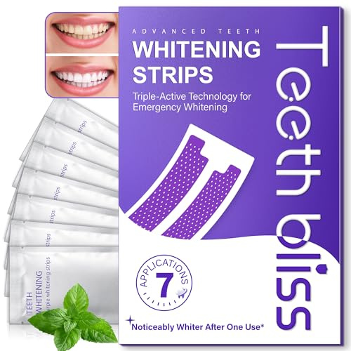 Bande Blanchiment Dentaire Violet, Bandes Blanchissantes pour Dents: 14 Bandes Violettes 7 Paires, Résultat Rapide, Élimine Taches Café/Thé/Vin/Cigarette, Idéal avant un Événement, Sûr pour l'Émail
