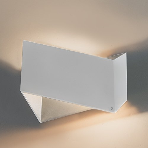 Qazqa - Design Wandleuchte Weiß mit silberner Innenseite - Fold I Wohnzimmer I Schlafzimmer - Aluminium Dreieck - LED geeignet G9