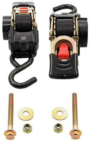 Camco Correa de amarre retráctil para travesaño, asegura tu barco mientras viajas, diseño atornillado, resistencia a la rotura, mide 1 pulgada de ancho, 5 ½ pies de largo, diseño duradero y resistente