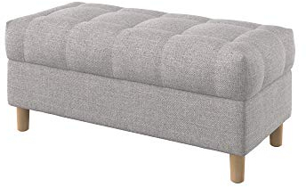 Furninero - Raffinierte gepolsterter Sitzbank Sitzhocker Sitzruhe Betthocker Ottomane, mit Stauraum, Gerundete Beine, 100 cm breit, Naturel Lilly Beige Stoff (Licht zu reinigende), Beige