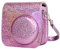JXE Kameratasche aus PU-Leder mit Glitzer für Polaroid Fujifilm Instax Mini 9 8 8+ - Crystal Pink