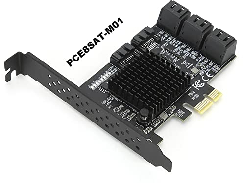 Tarjeta PCI E a SATA, 8 Puertos Tarjeta de Expansión PCI Express a SATA 3.0/Tarjeta de Expansión de Controlador SATA Soporte PCI-E 1X 2X 4X 8X 16X