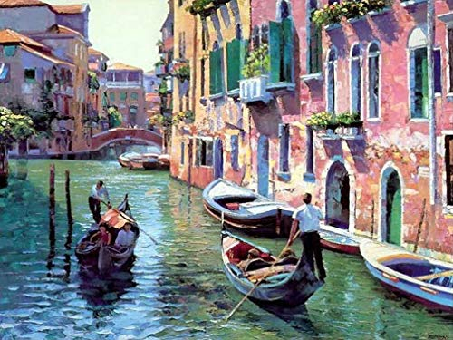 Awesocrafts Malen nach Zahlen Venedig Kanal, Italien Landschaft 40x50cm DIY Ölgemälde für Erwachsene Kinder (ohne Rahmen)