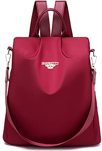 shepretty Damen Rucksack Anti Diebstahl Umhängetasche Multifunktions Schultaschen, 8864-RD-2