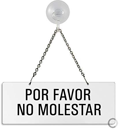 Cartel para Colgar Por Favor no Molestar | con Ventosa | Melamina Blanco | 175x65 mm | auténtico Nr.31053-WS