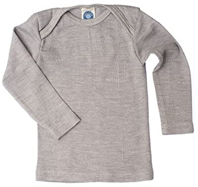 Cosilana, Baby Unterhemd Langarm, 70% Wolle 30% Seide (Grau, 74-80)