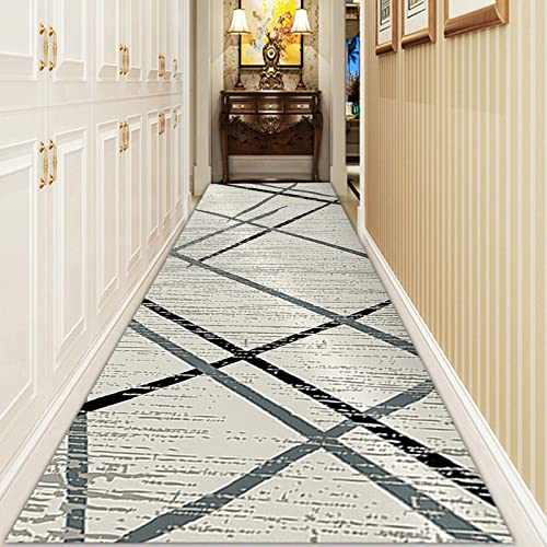 LHYZF Tapis de Tapis géométrique pour Le Couloir Long Tapis/Couloir/Porte/escaliers Tapis de Surface Plancher Tapis de décoration antidérapant - 1m 1,5m 2m 2,5 m² 3,5m 4m 4,5 m 5m 5,5m 5m 6m Gris