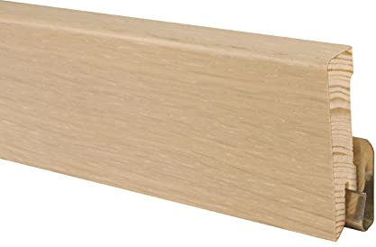 TRECOR® Holz Sockelleiste für 3 Schicht Parkett Eiche Landhausdiele, Höhe: 58 mm | Tiefe 16 mm | Länge: 2400 mm (Sockelleiste | 240 cm, Eiche weiß geölt)