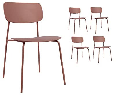 Lot de 4 chaises Roses poudrées au Design Minimaliste en métal et résine