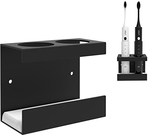 Linkidea Elektrische Zahnbürstenhalter zur Wandmontage mit Kieselaugen-Schale, Selbstklebende elektrische Zahnbürsten-Aufbewahrungs-Organizer, kompatibel mit AquaSonic Black Serie, Kingheroes Sonic