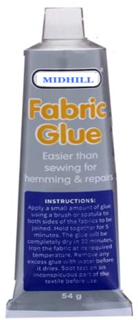 MIDHILL® Extra Strong Quick Bond Fabric Glue, Machine Washable, Dry Cleanable Textile Clothing Hemming NO SEW Adhesive, Great for DIY Craft Projects Permanent Bond for Clothing Repairs and Alterations