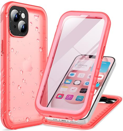 Cozycase Cover TOP 360 Antiurto IP68 Impermeabile Per iPhone 14 | Indistruttibile Rugged Militare, Subacquea Waterproof Anti Urto Resistente Antipolvere, Custodia Integrale Doppia Case. Rosa