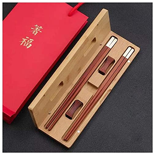 BAMBW Juego de Palillos Chinos de Madera Natural para el hogar Palillos de Regalo creativos de Estilo Chino de Alta Gama(Color:E)