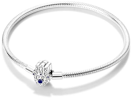 Damen Armband 925 Sterling Silber, Armbänder mit Herz Verschluss Moments Schlangen Gliederarmband Armkette Valentinstag Muttertag Geburtstags Weihnachten Geschenk für Frauen Freundin Mama