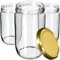 KADAX Lot de 48 bocaux de conservation ronds 720 ml pour couvercles à visser, bocaux en verre, bocaux à confiture, bocaux de conservation, bocaux ronds, dorés K6906 8,7x8,7x15cm