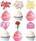 24 Stück Happy Mother's Day Tortendeko Glitzer Rose Briefkasten Love You Mom Kuchen Dekoendeko Cupcake Toppers Best Mom Torten Dekorationen für Muttertag Partyzubehör Bunt