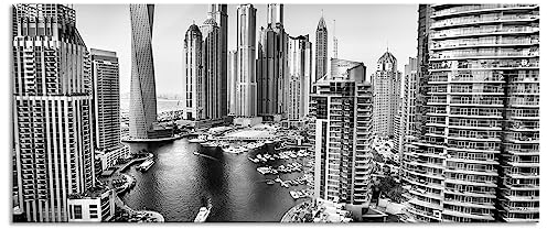 Pixxprint Glasbild Panorama, Wandbild aus Echtglas, Dubai Metropole, 100x40 cm, inkl. Aufhängung und Abstandshalter