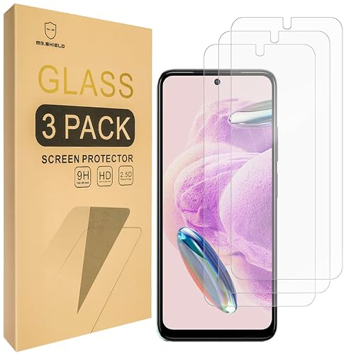 Mr.Shield Protector de Pantalla para Xiaomi Redmi Note 12S Cristal Vidrio Templado [3 Piezas] [9H Dureza] Anti-Arañazos