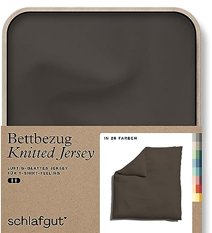 schlafgut Knitted Jersey Bettwäsche 135x200cm Bettdecke Bezug einzeln, Multicolor Uni, weich und faltenfrei mit Elasthan (Sand Deep, 240x220)