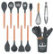 HYTTER - Juego de 12 utensilios de cocina de silicona con mango de madera, resistentes al calor, antiadherentes, espátula, cuchara, apto para lavavajillas, mejores herramientas de cocina (Gris)
