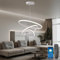 YOODI Lampadario a Sospensione per Tavolo 45W, 3 Anelli LED Lampada a Sospensione con Telecomando, Dimmerabile 3000K-6000K, Lampadario a Soffitto per Soggiorno, Camera da Letto, Hotel, Bianco