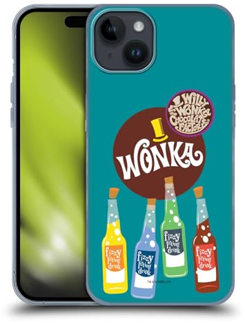 Head Case Designs Offizielle Willy Wonka and The Chocolate Factory Fizziger Liftiger Drink Grafiken Gelhülle [Militärischer Schutzgrad] Kompatibel Mit Apple iPhone 15 Plus Und Kompatibel Mit MagSafe