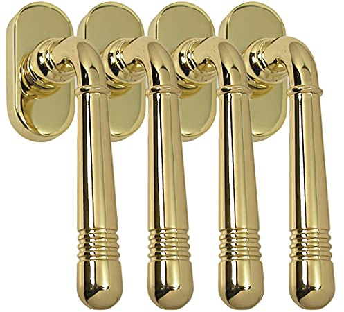 Fenstergriff Set 4 x FG Helena 1674 Messing poliert PVD Rasterolive Fensterbeschlag Drücker