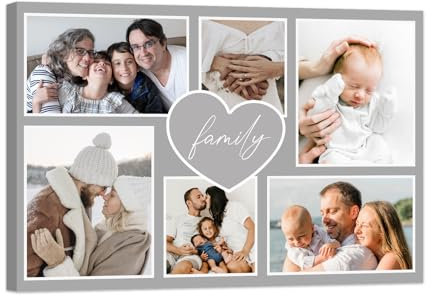 ZXHYWYM Fotocollage mit mehreren Bildern personalisierte Bilder auf Leinwand individuelle Leinwand Collagendrucke mit Ihren 6 Fotos individuelle Wanddekoration mit Rahmen (B4 (30.00 x 45.00 cms))