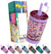 Pipeeto Vaso con Pajita para Niñas 480ml, Morado | Botella Agua Infantil Reutilizable con Pajita, a Prueba de Fugas, Libre de BPA, Apto Para Lavavajillas | Vaso Entrenamiento Bebes de Arcoiris