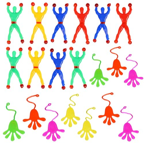 BYXG 20 Pièces Mains Collantes pour Les Enfants,Fête d’Anniversaire Souvenir pour Enfants,Mur Collant Multicolore Grimpeur Homme Roulant Nouveauté Jouets Collants Bande Élastique
