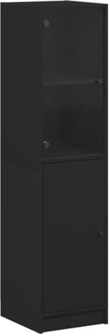 vidaXL Highboard, Beistellschrank mit Glastüren, Sideboard mit viel Stauraum, Schrank Kommode Hochschrank Wohnzimmer Schlafzimmer, Schwarz