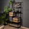 DARO DEKO Metall und Holz Design Regal schwarz braun 80 x 170cm mit 4 Schubladen hoch Schrank Sideboard