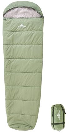 Nature Link Leichter Mumienschlafsack, Nylon-Schale und Futter, wasserdicht, geräumiger Mumienschlafsack, ideal für 3–4 Jahreszeiten, Outdoor-Rucksackreisen, Wandern, Camping, für Erwachsene und