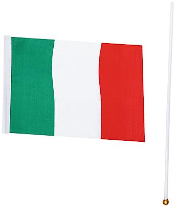 POPETPOP Italien Handgehaltene Flaggen 50 Stück Kleine Länderstockflaggen 14x21cm Aus Polyester Mit Kunststoffstab Portable Fahnen Für Party Sportveranstaltungen Fans Und Dekoration