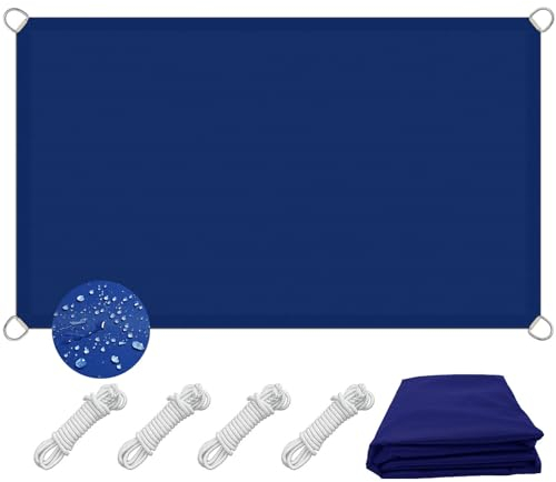 Filet d'ombrage avec Cordes de Fixation 7.5 x 8.5 m Protection Solaire Polyester Toile de Protection Solaire Auvent Extérieur avec Kit de Fixation pour Extérieur, Bleu Foncé