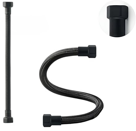 LAXARA DVGW Premium farbiger Flexschlauch schwarz und weiß 3/8 Zoll bis 1/2 Zoll ÜM beidseitig in auswählbaren Stilen (3/8 Zoll Schwarz | Schwarz Matt, 30 cm)