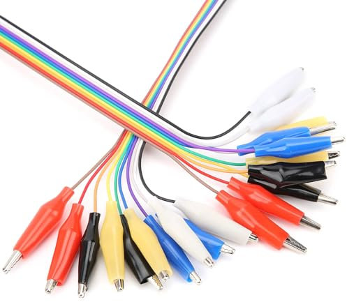 2 Pcs Crocodile Clip to Jump Wire, 20cm Alligator Clip to Dupont Wire, 20pin Male/Female Jumper Wires, Jumper Breadboard Test Lead Cable for Electronic Experiment