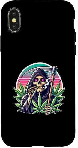 Hülle für iPhone X/XS Sensenmann Kiffer Marihuana Blätter
