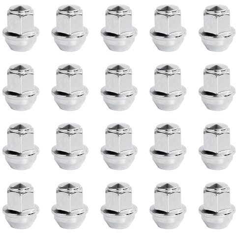 Bohaner Radmuttern M12 x 1,5, 19 mm, Sechskant, Legierung, Chrom, geschlossenes Ende, M12 x 1,5, Radmuttern, kompatibel mit den meisten Ford Focus, Fiesta, Fusion, Escort, Mondeo, Kuga, C-Max, Silber